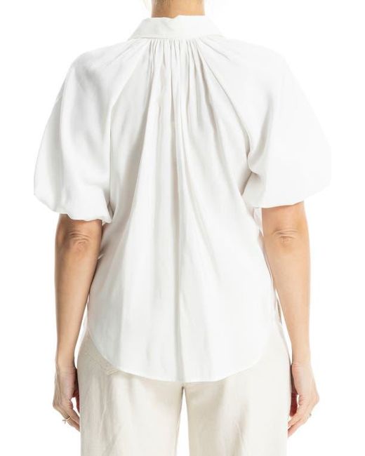 Max Studio White Bubble Sleeve Bf Shirt