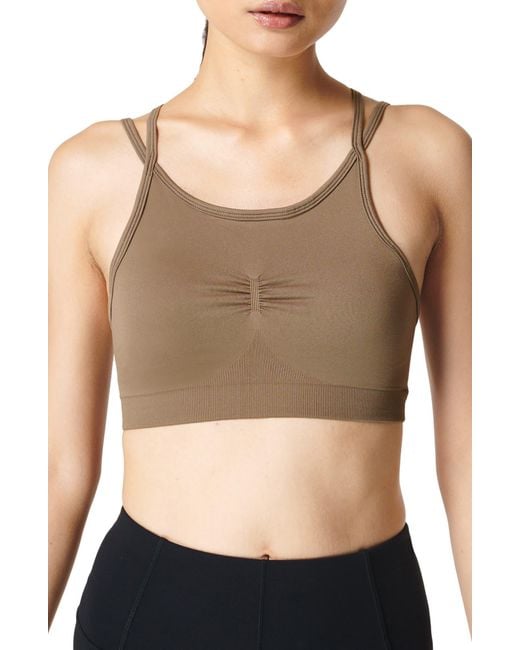 Sweaty Betty Solstice Strappy Back Bra In Terra Brown At Nordstrom