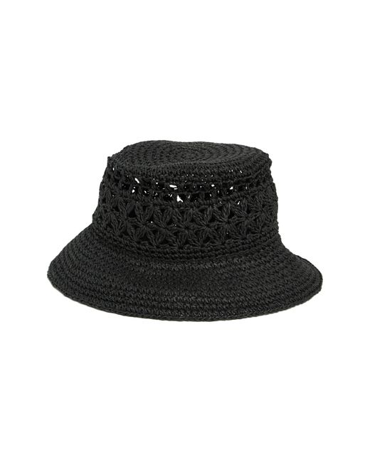 Nordstrom Black Crafted Weave Packable Bucket Hat