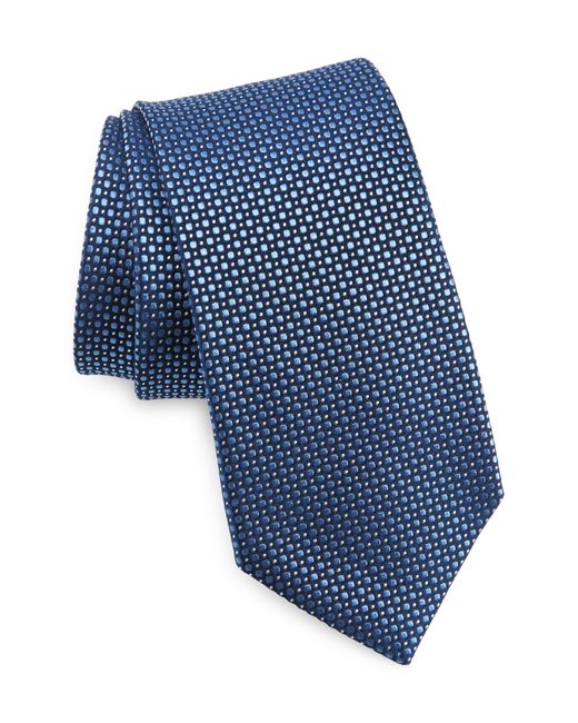 Duchamp Blue Pattern Silk Tie for men