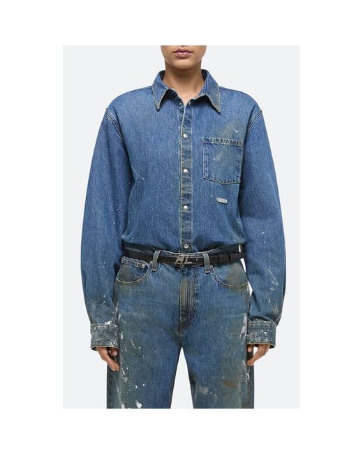 Helmut Lang Blue Snap Front Denim Shirt Jacket