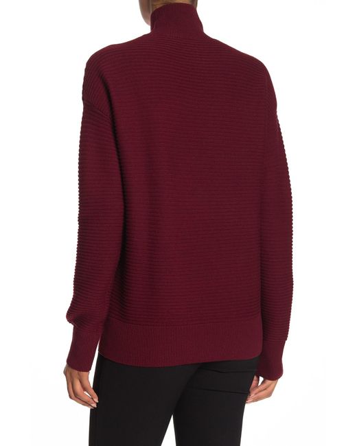 Download Theory Ribbed Mock Neck Wool Blend Sweater in Red - Lyst