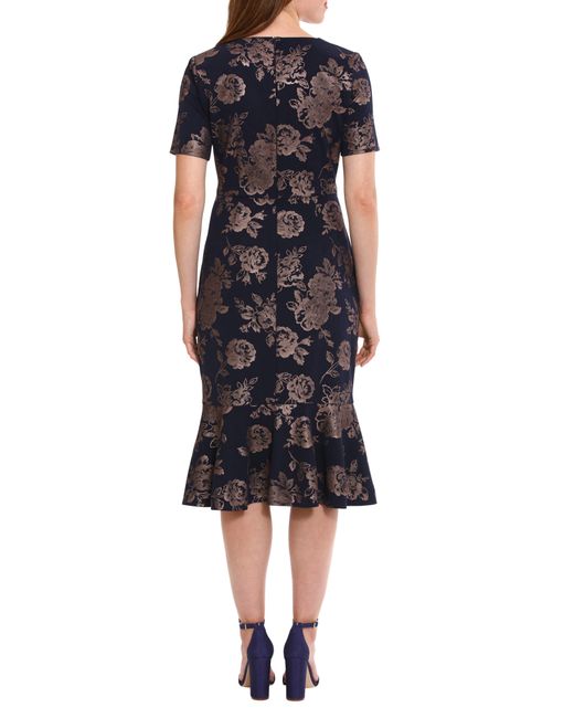 thumbnail image 2 of HUE Women's Flounce Hem Pajama Set - Printed Knit Short Sleeve Tee & Pant 2 of 9