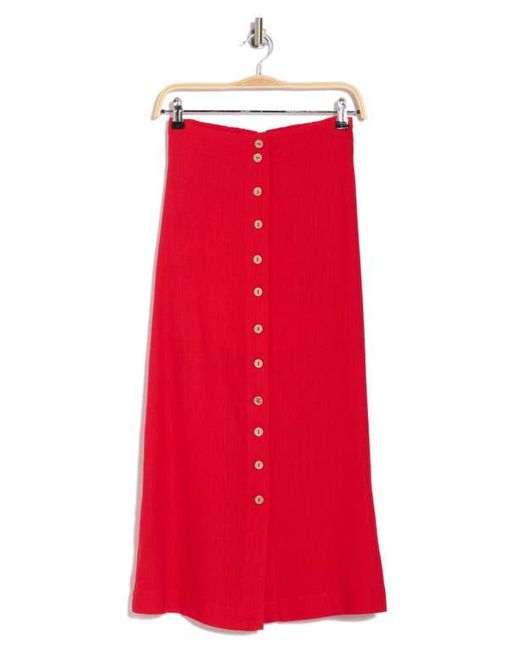 Blu Pepper Red Front Button Maxi Skirt