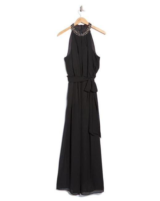 Eliza J Black Crystal Embellished Sleeveless Wide Leg Jumpsuit