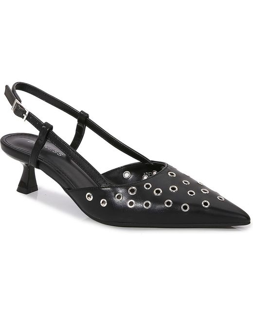 BERNESS Black Adeline Grommet Pointed Toe Slingback Pump
