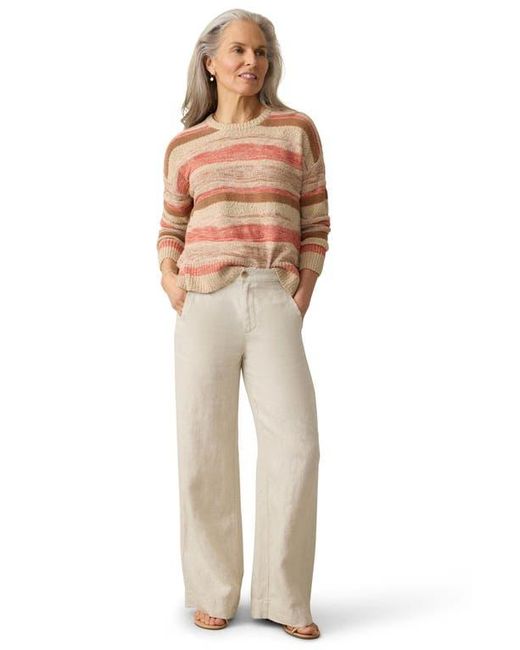 Faherty Brand Multicolor Miramar Stripe Linen & Cotton Crewneck Sweater