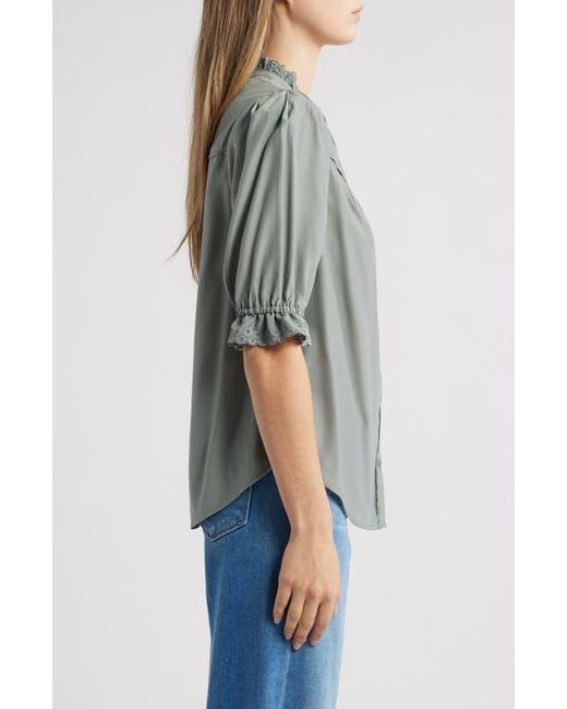 Wit & Wisdom Blue Eyelet Accent Top