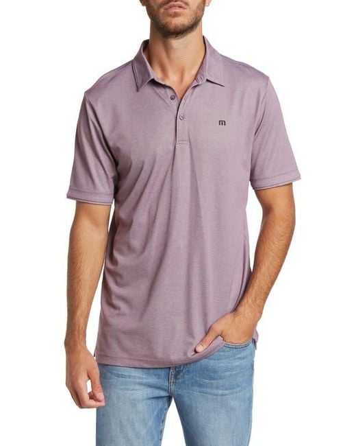 Travis Mathew Purple Heathered Cotton Blend Polo Shirt for men
