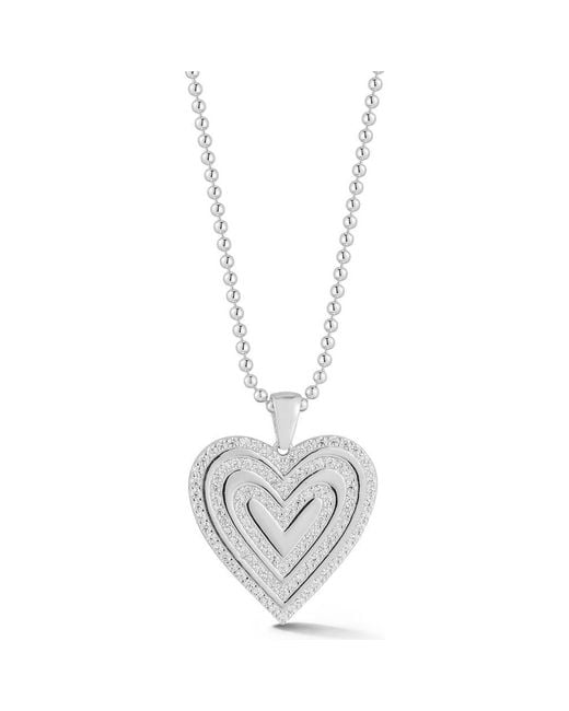 Sphera Milano White Pavé Cubic Zirconia Heart Pendant Necklace