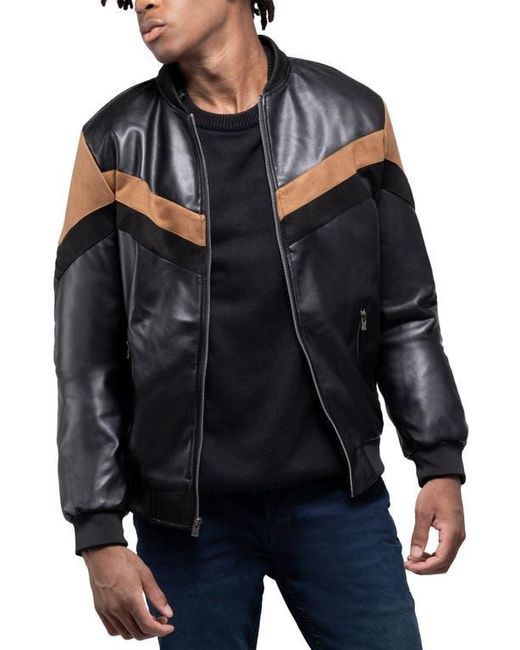 Xray Jeans Black Hooded Faux Leather Moto Jacket for men