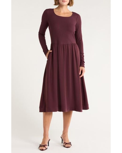 Melrose and Market Long Sleeve Fit & Flare Midi Dress in Purple | Lyst Melrose and Market Long Sleeve Fit & Flare Midi Dress in Purple | Lyst