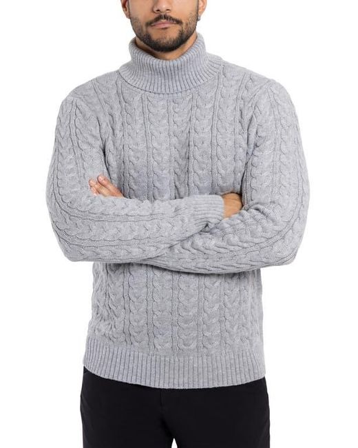 Xray Jeans Gray Cable Knit Turtleneck Sweater for men