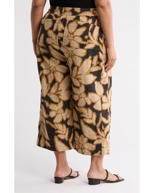 Democracy Multicolor Floral Crop Wide Leg Pull-On Pants