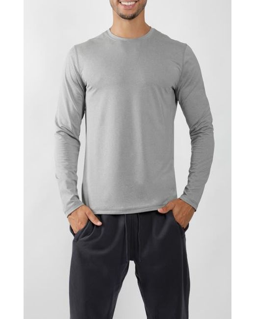 90 Degrees Gray Long Sleeve Crew T-Shirt for men