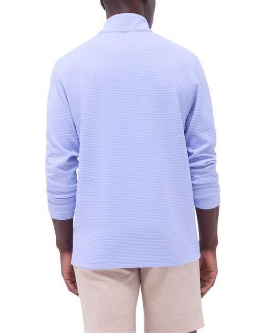 Bugatchi Blue Waffle Knit Quarter Zip Performance Pullover for men