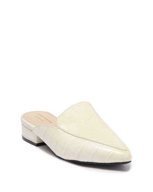 Cole Haan White Croc Embossed Leather Mule