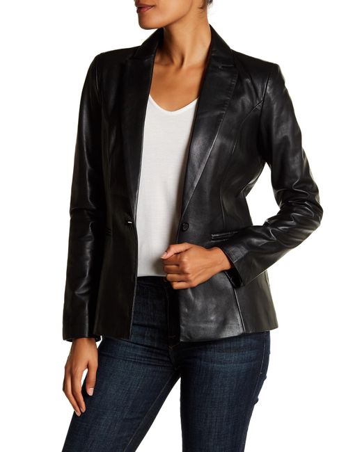 Lamarque Leather Blazer In Black Lyst Lamarque Black Leather Blazer Lyst