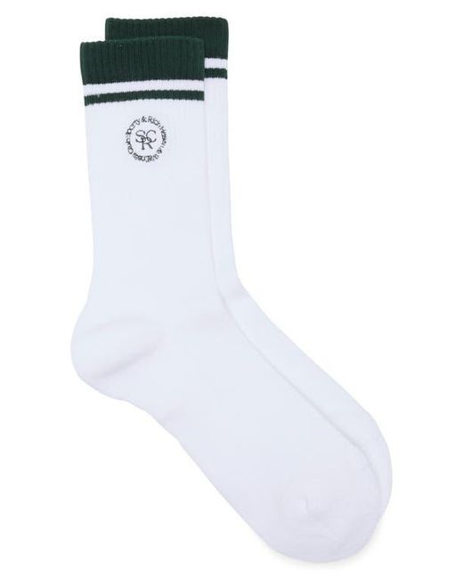 Sporty & Rich White Src Embroidered Crew Socks
