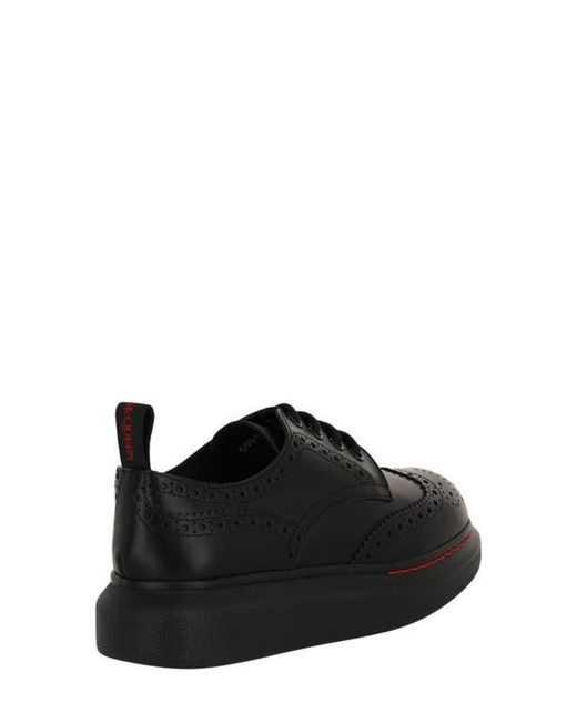 McQueen Black Liquid Brogue Derby