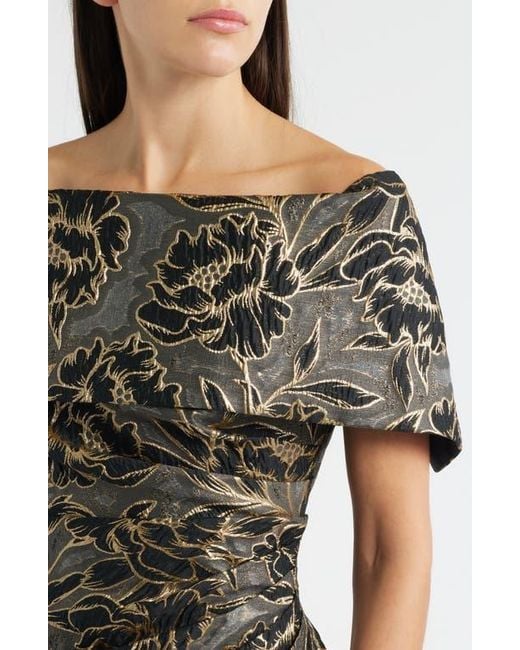 Vince Camuto Metallic Floral Jacquard Off The Shoulder Organza Cocktail  Dress in Green | Lyst