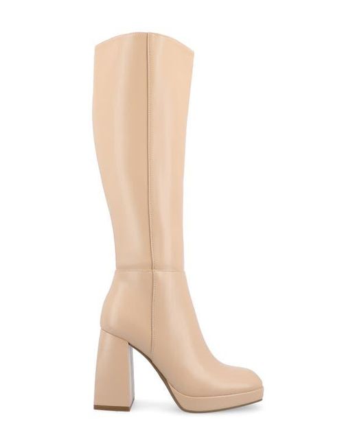 Journee Collection White Mylah Block Heel Boot