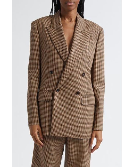 A.L.C. Brown Calla Houndstooth Wool Double Breasted Blazer