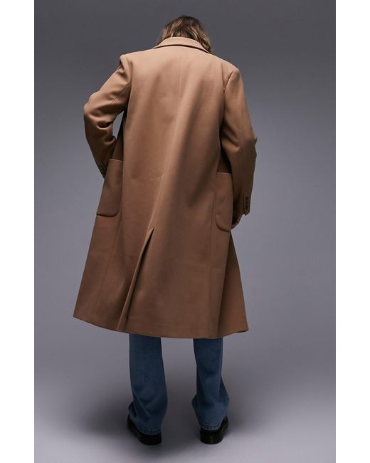 Topman Gray Double Breasted Overcoat for men