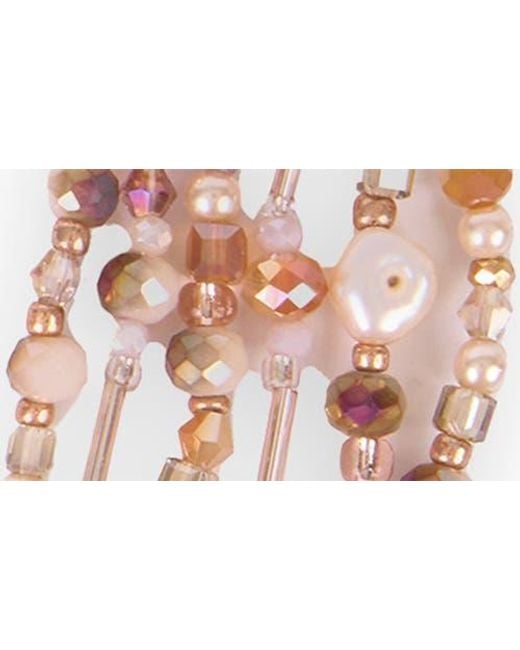 Saachi Pink Beaded Cluster Statement Necklace