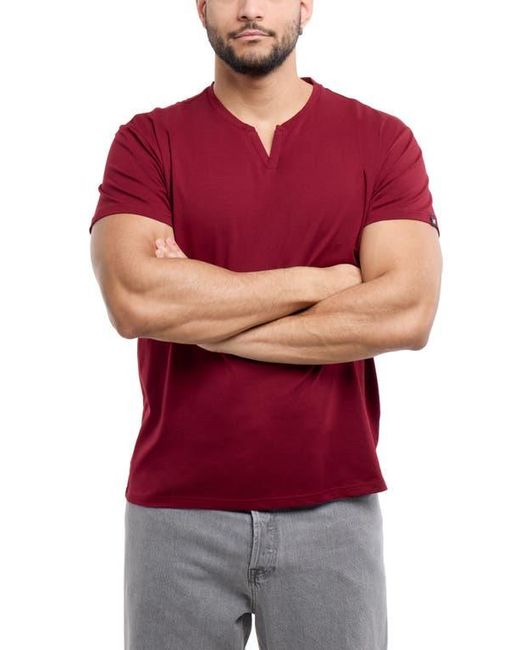 Xray Jeans Red Split Neck Cotton Crew T-Shirt for men