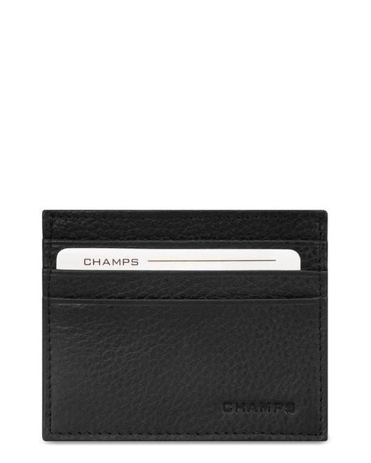 CHAMPS Black Slim Leather Card Wallet