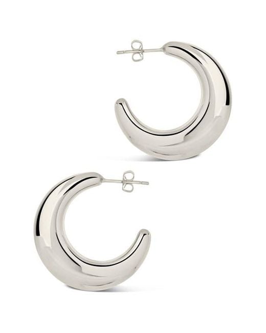Sterling Forever Metallic Eclipse Hoop Earrings