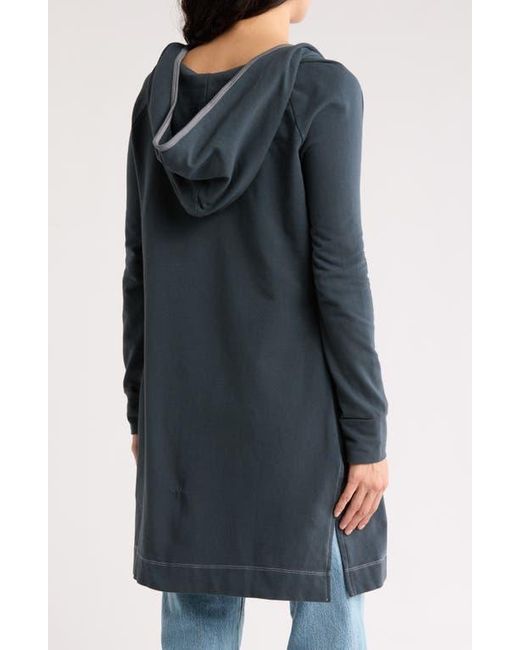 Go Couture Blue Wrap Front Hooded Cardigan