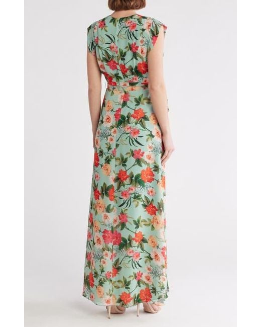 Eliza J Obi Floral Tie Waist High-Low Dress in White | Lyst