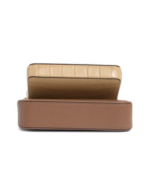 Kate Spade Brown Double Up Croc-Embossed Crossbody Bag