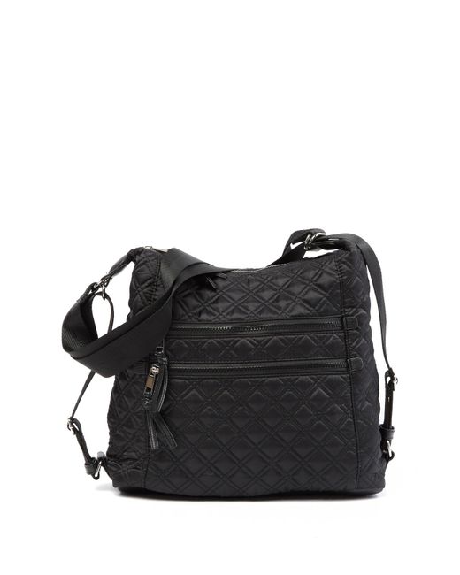 Sondra Roberts Black Convertible Quilted Nylon Tote Backpack