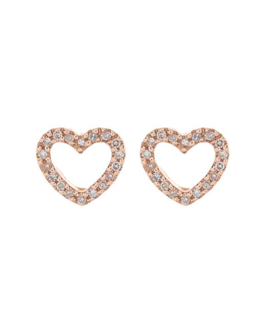 Ron Hami Metallic 14k Rose Gold Diamond Heart Shape Stud Earrings