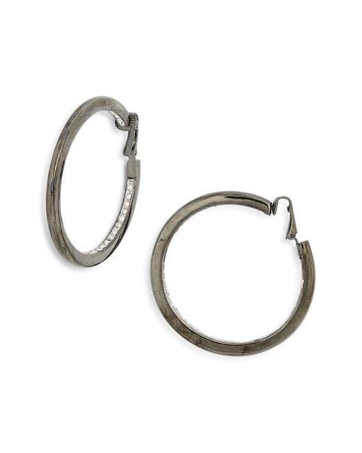 Kenneth Jay Lane Metallic Crystal Inlay Hoop Earrings