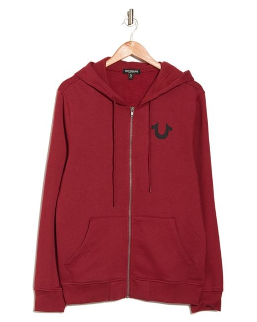 True Religion Buddha Zip Hoodie In Red Dahlia At Nordstrom Rack for men