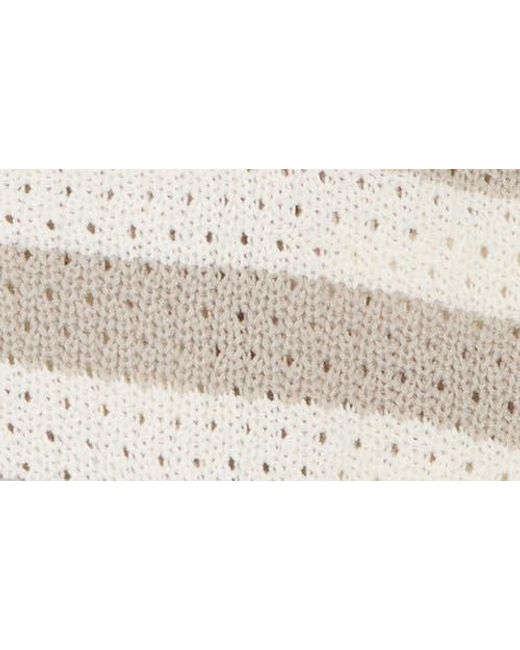 Caslon Natural Stripe Open Stitch Cotton Blend Cardigan