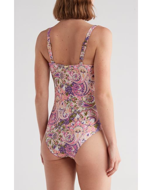 Nicole Miller Pink Ruched One-piece Swimsuit