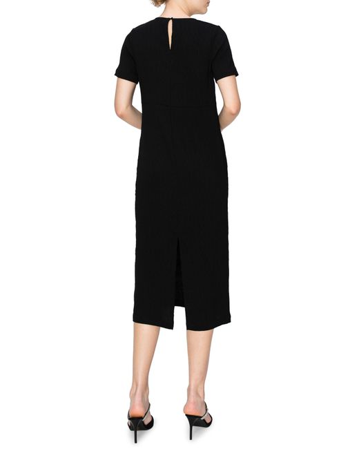 MELLODAY Black Textured Knit Midi Dress