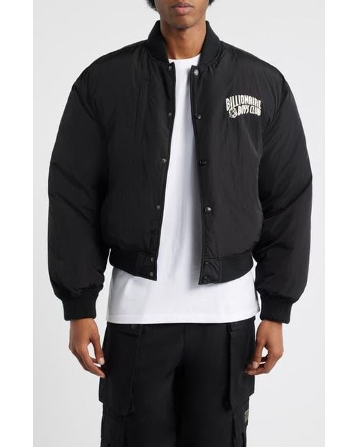 BBCICECREAM Black Puffer Baseball Jacket for men