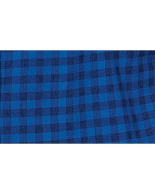 Tailorbyrd Blue Classic Fit Gingham Print Performance Button-Down Shirt for men