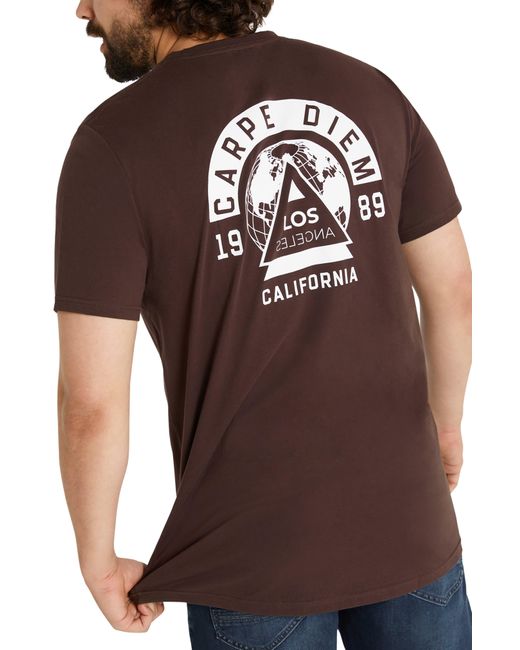 Johnny Bigg Brown Carpe Diem Longline Graphic T-shirt for men