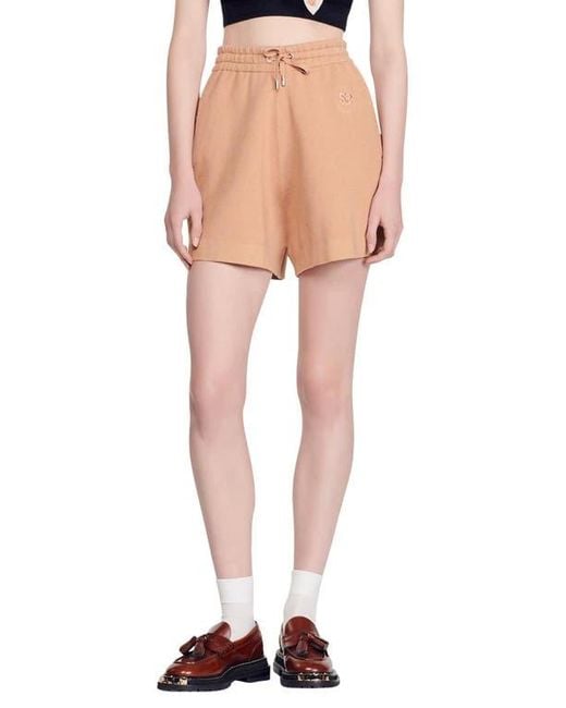 Sandro Multicolor Floride High Waist Woven Drawstring Shorts