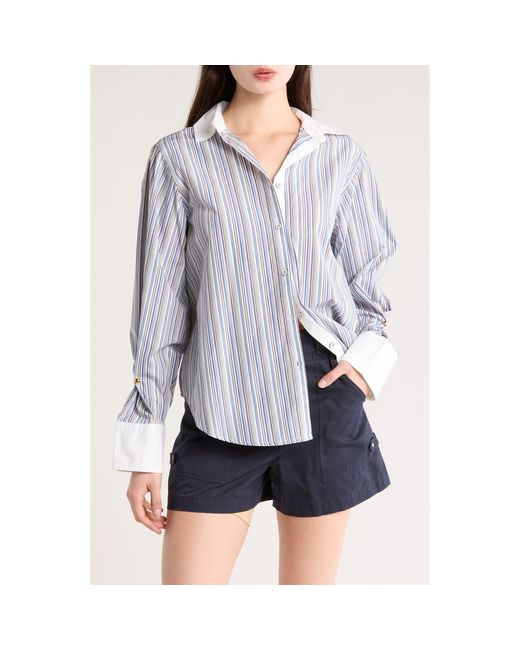 10 Crosby Derek Lam Blue Wesley Stripe Button-Up Shirt