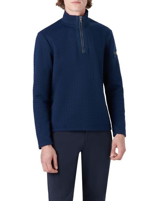 Bugatchi Blue Waffle Knit Quarter Zip Pullover for men