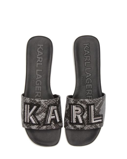 Karl Lagerfeld White Jeslyn Slide Sandal
