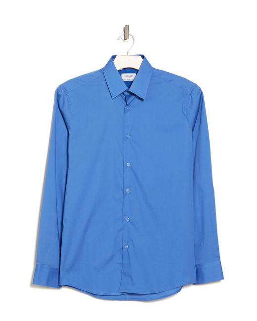 Duchamp Blue Solid Tailored Fit Dress Shirt for men